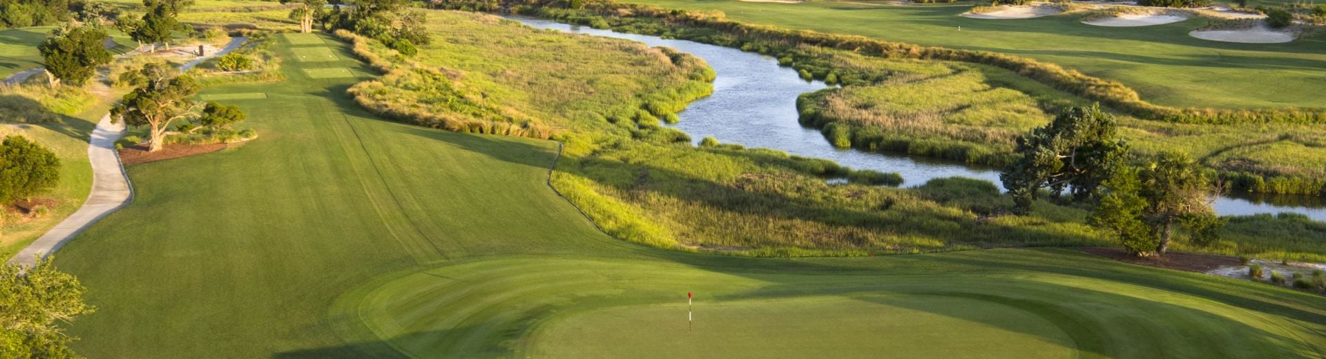 The 12th and 13th holes of the seaside course at Sea Island Club